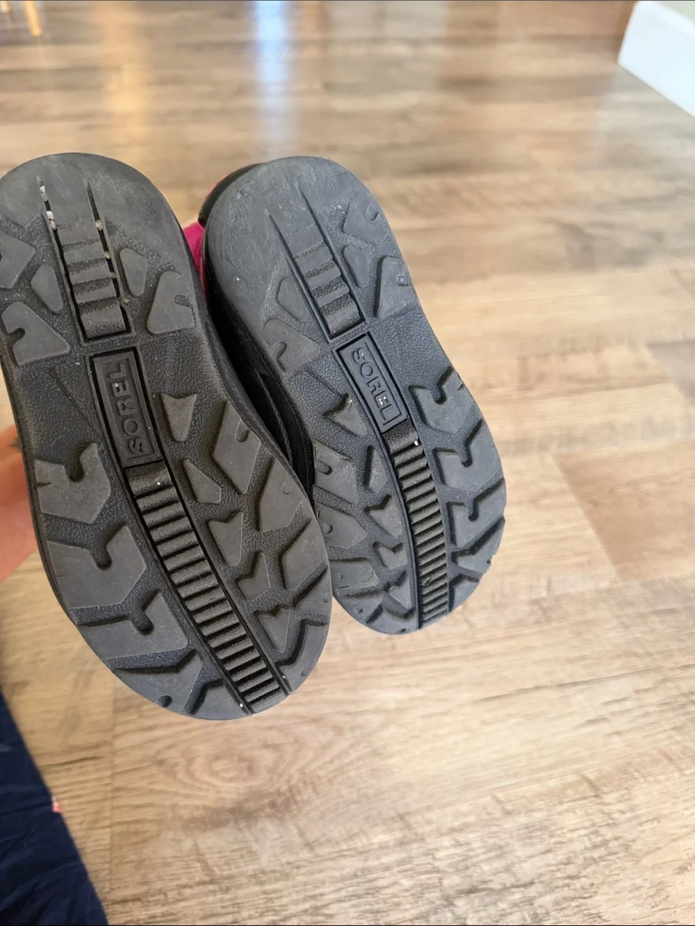 Sorel Pink and Black Kids Winter Boots with Faux Fur Trim